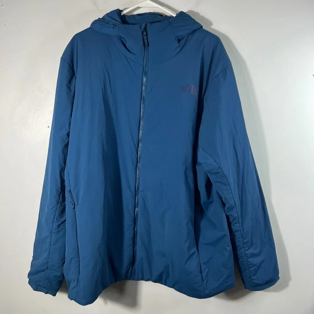 Mens The North Face Soft Shell Insulated Hooded Zip Jacket Teal Blue 2XL